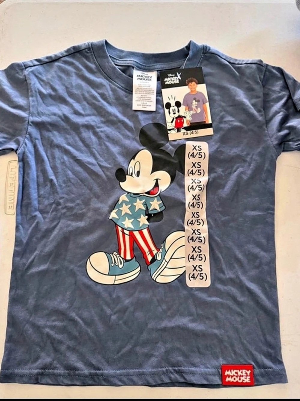 Disney Mickey Mouse Patriotic Americana Graphic Tee Boys XS (4/5)